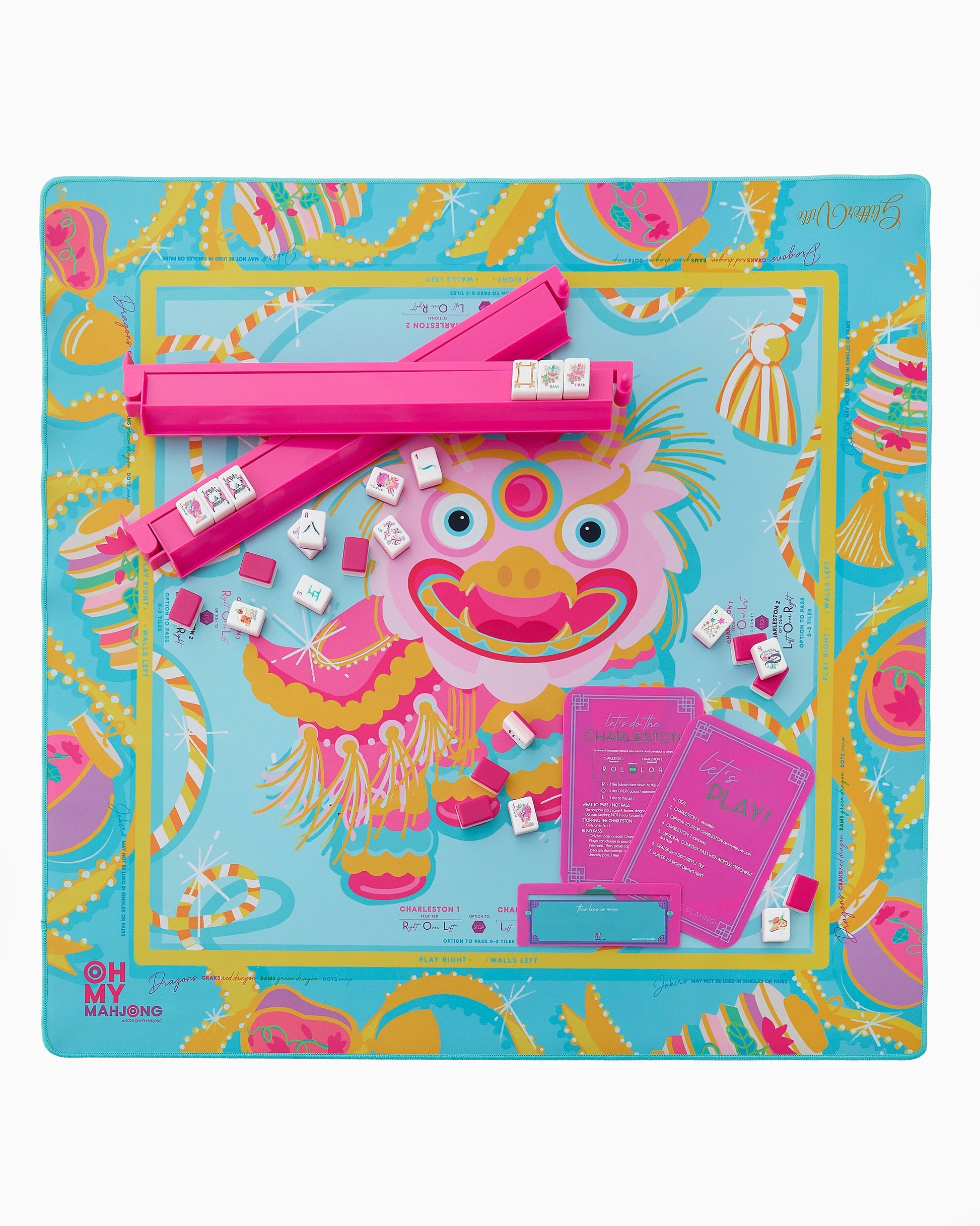Glitterville Pink Dragon Mat - Oh My Mahjong