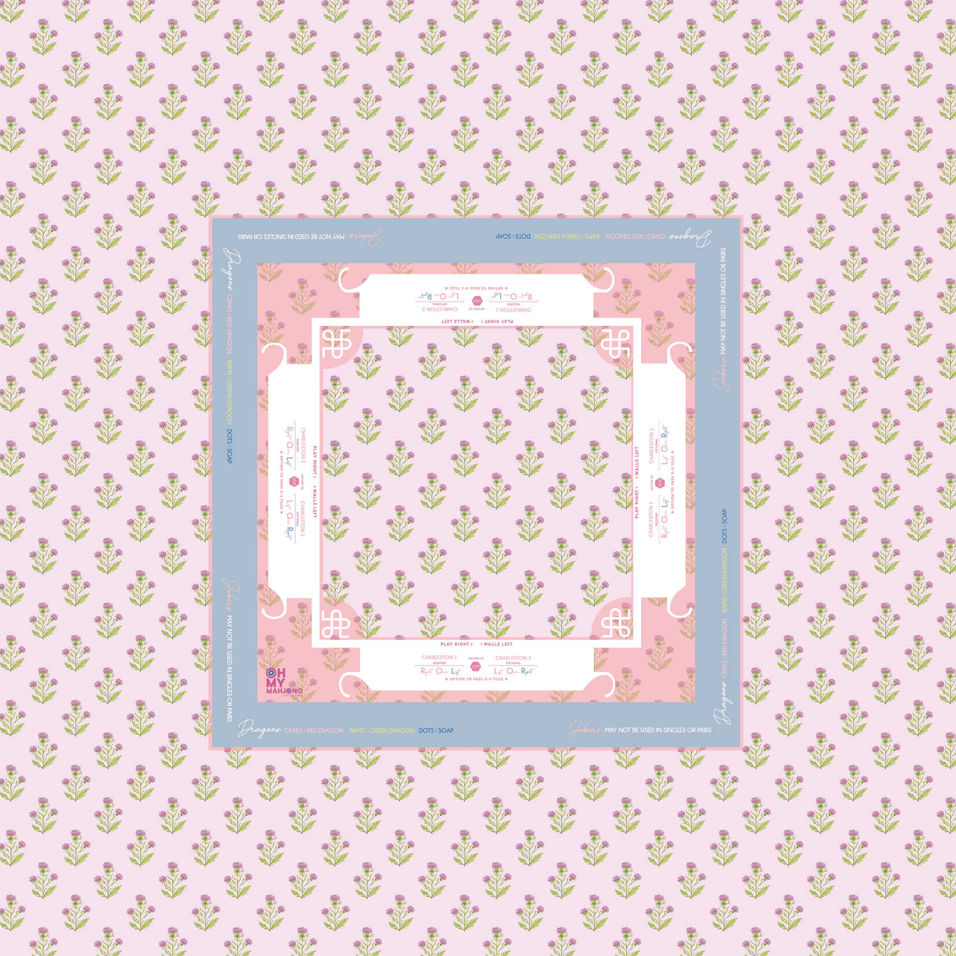 Purple Thistle Instructional Mahjong Tablecloth - Oh My Mahjong