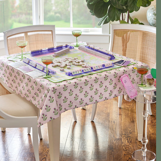 Purple Thistle Instructional Mahjong Tablecloth - Oh My Mahjong
