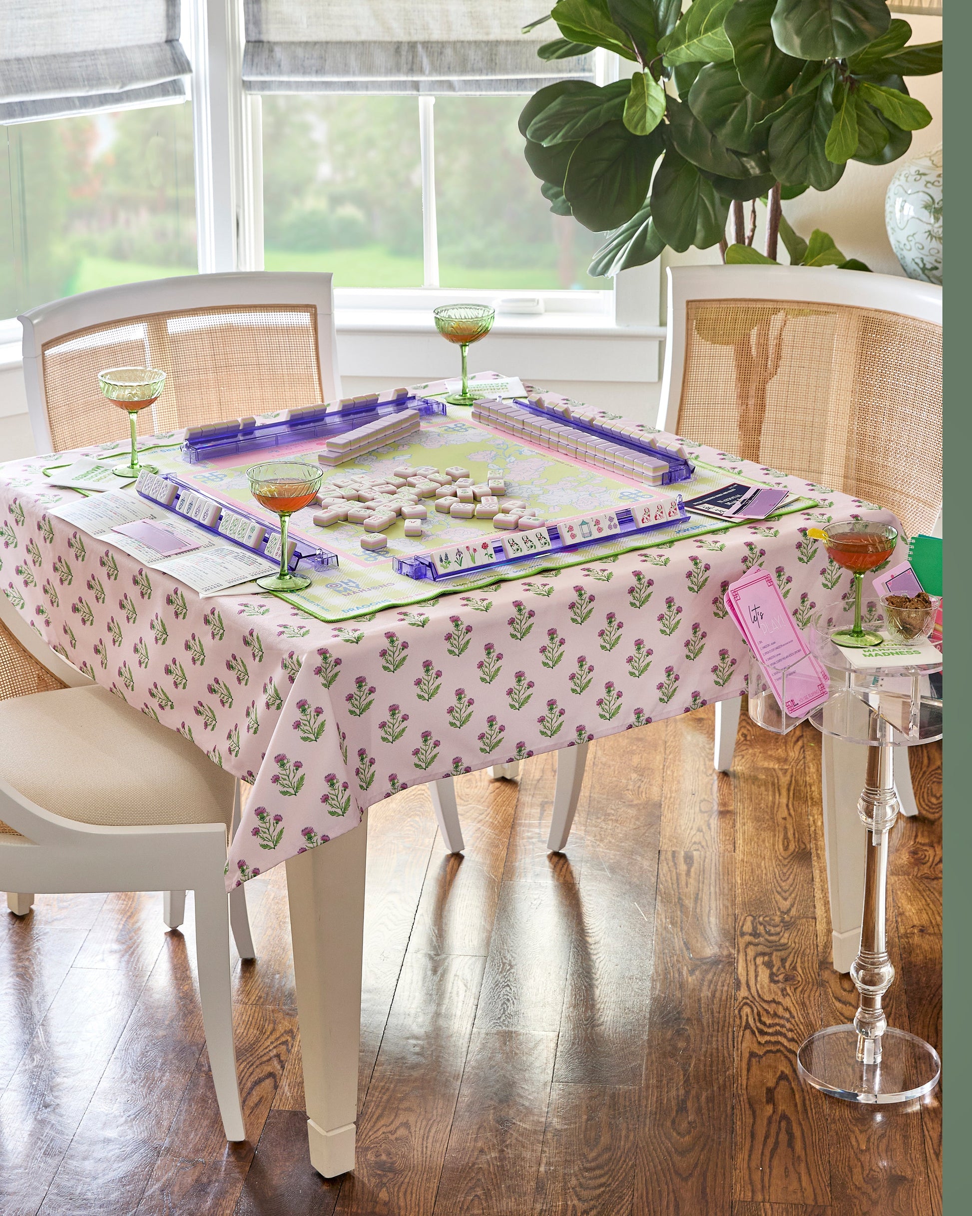 Purple Thistle Instructional Mahjong Tablecloth - Oh My Mahjong
