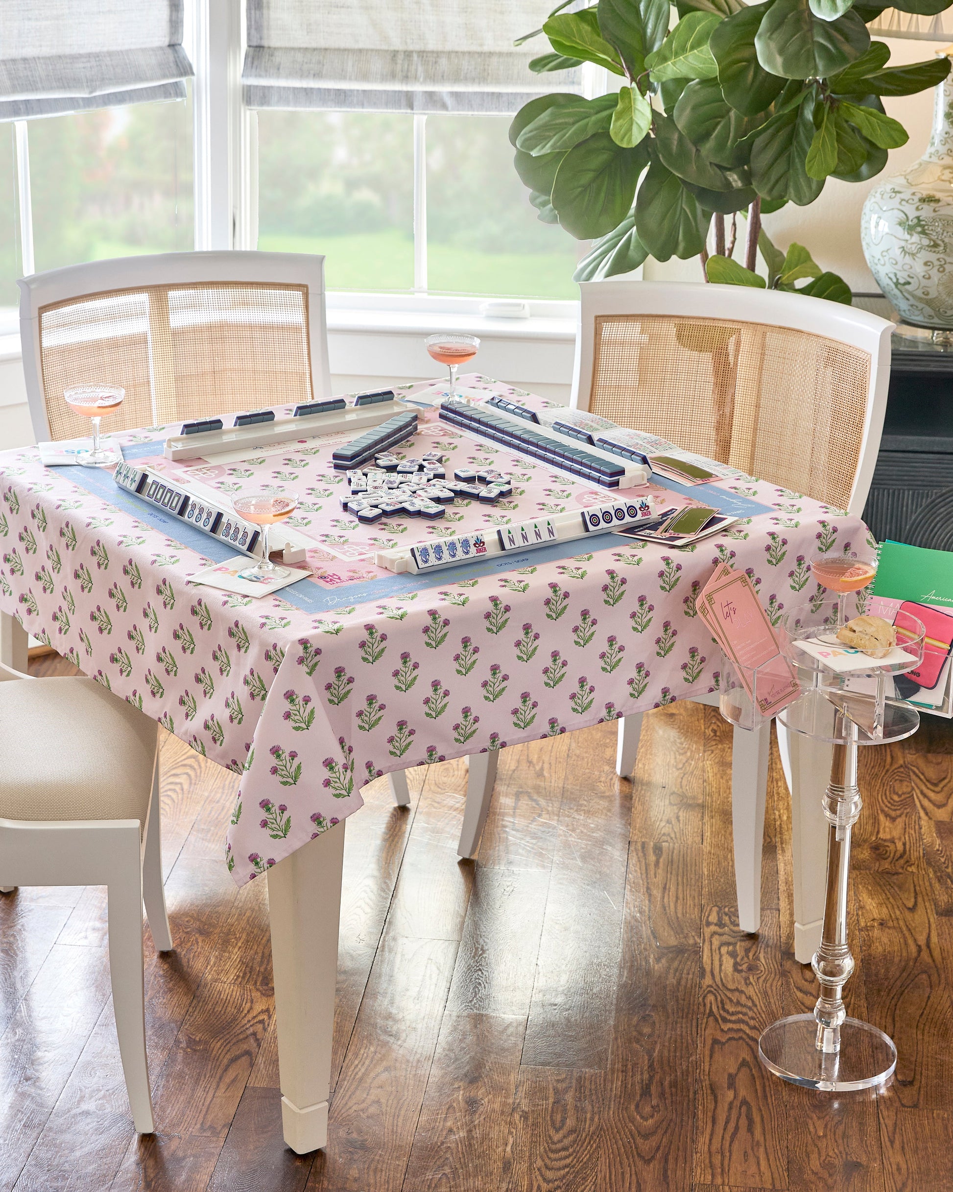 Purple Thistle Instructional Mahjong Tablecloth - Oh My Mahjong