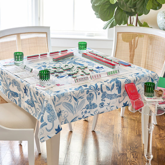 Amazon Blue Instructional Mahjong Tablecloth - Oh My Mahjong