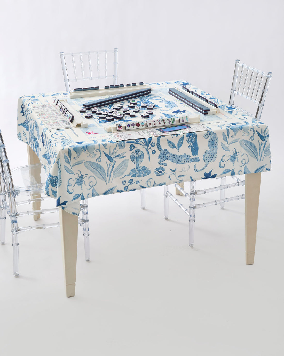Amazon Blue Instructional Mahjong Tablecloth - Oh My Mahjong
