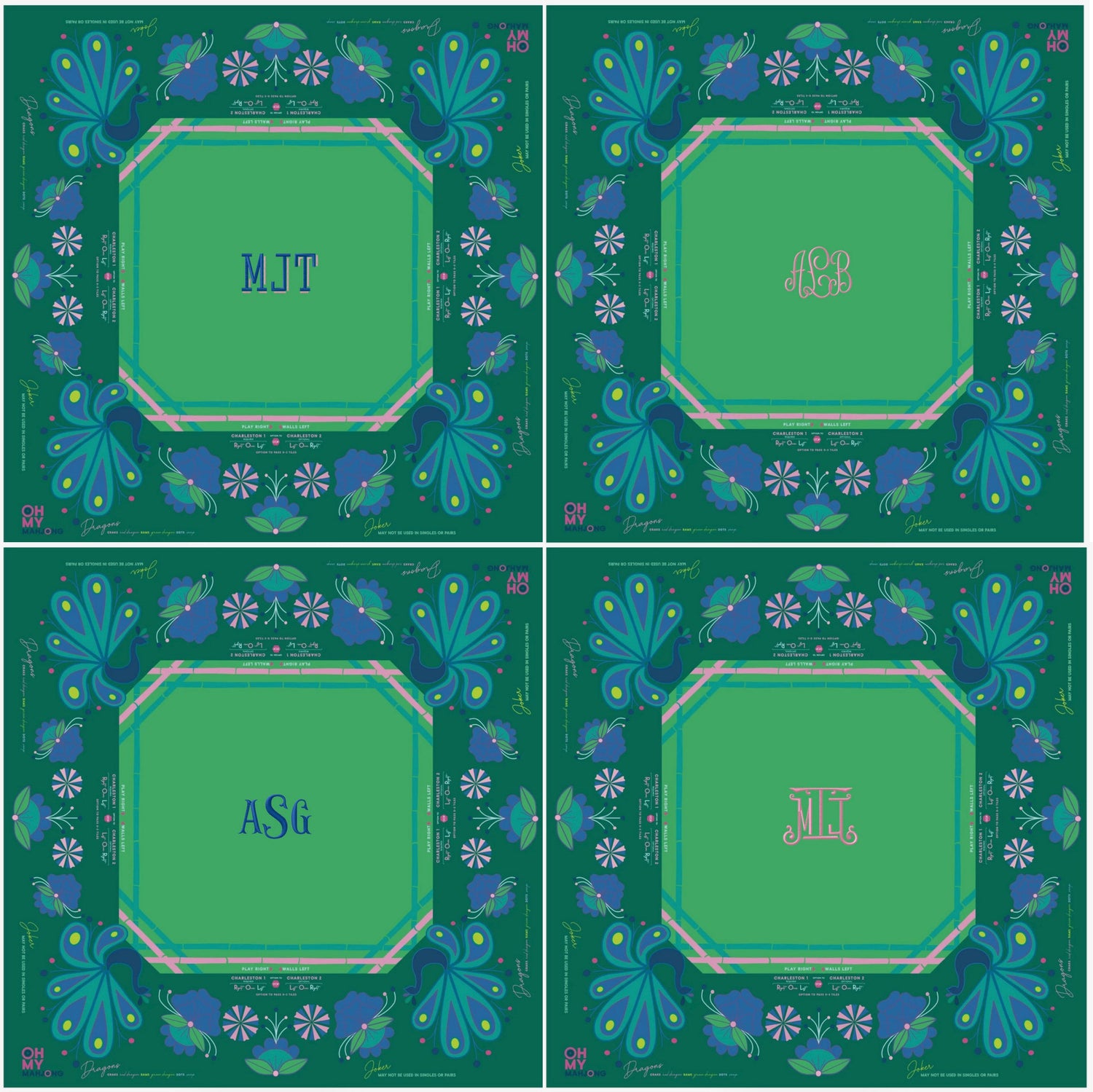 Birdie Green Mahjong Mat - Oh My Mahjong