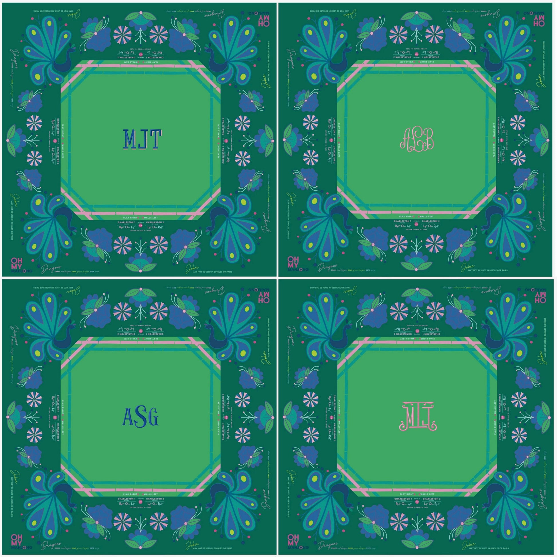 Birdie Green Mahjong Mat - Oh My Mahjong