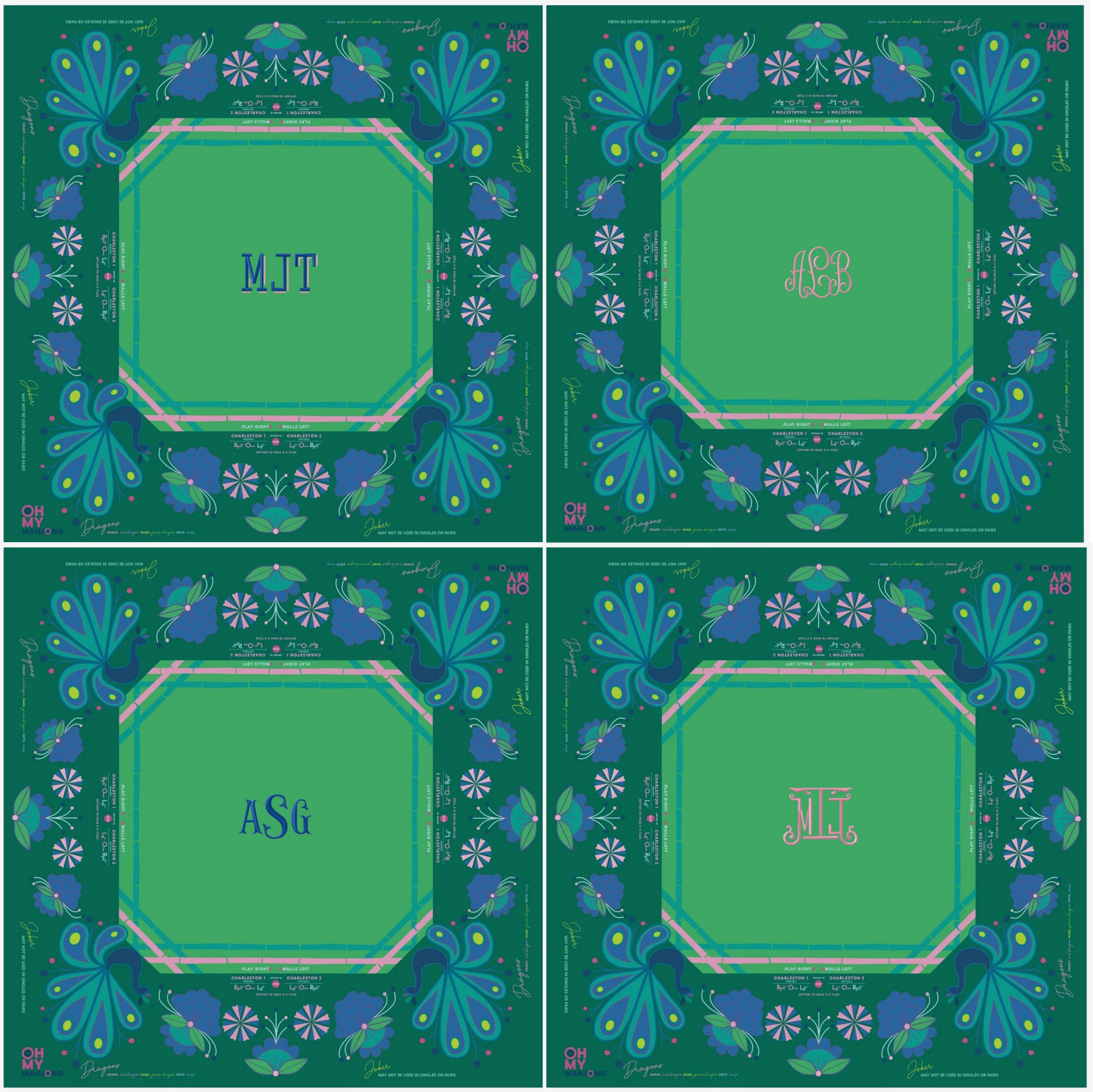 Birdie Green Mahjong Mat - Oh My Mahjong