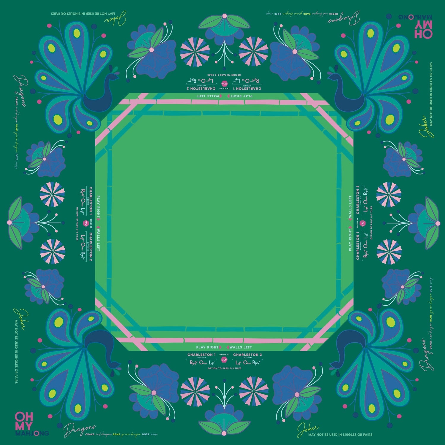 Birdie Green Mahjong Mat - Oh My Mahjong