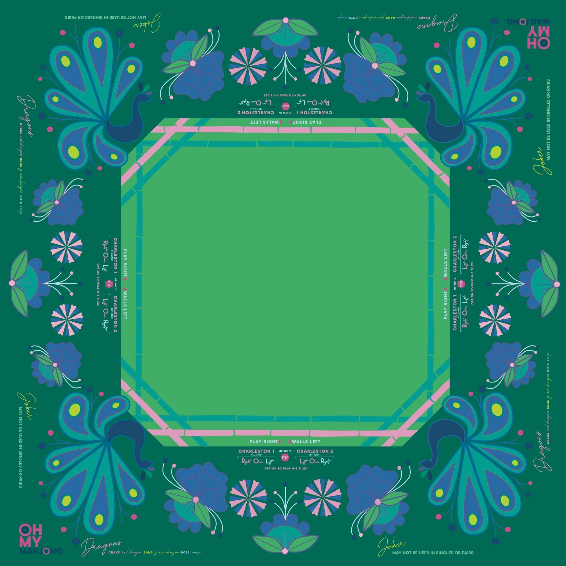 Birdie Green Mahjong Mat - Oh My Mahjong