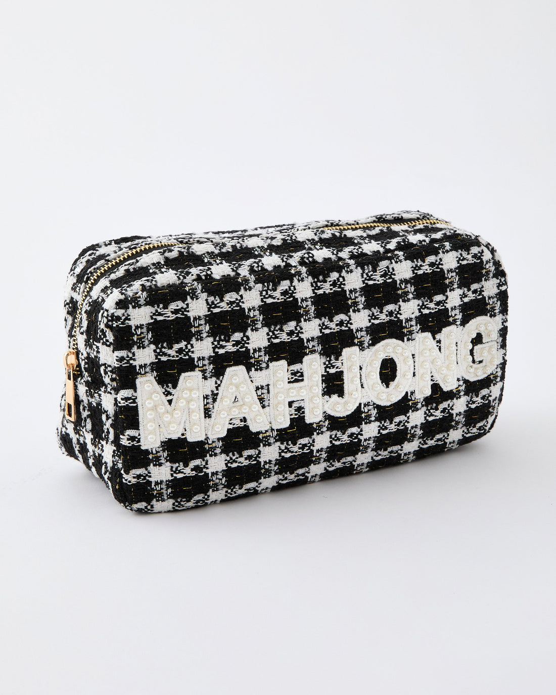 Black Pearl Mahjong Tweed Pouch - Oh My Mahjong