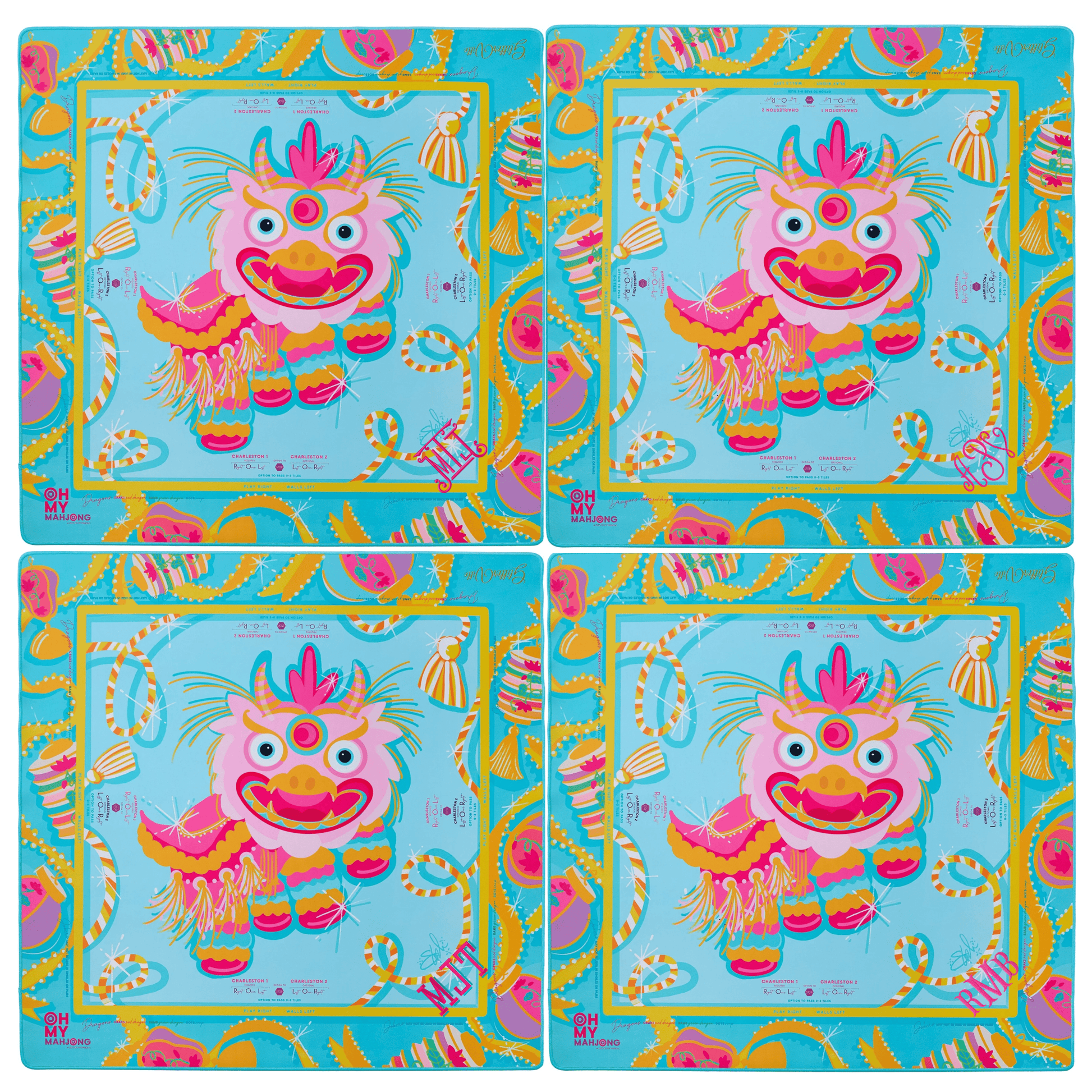 Glitterville Pink Dragon Mat - Oh My Mahjong