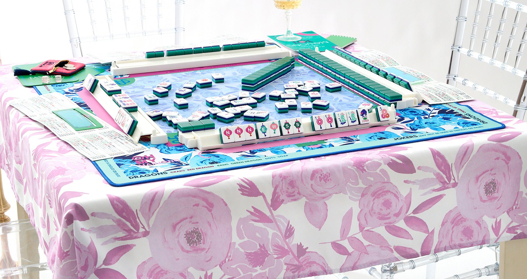 Lavender Lux Instructional Mahjong Tablecloth - Oh My Mahjong