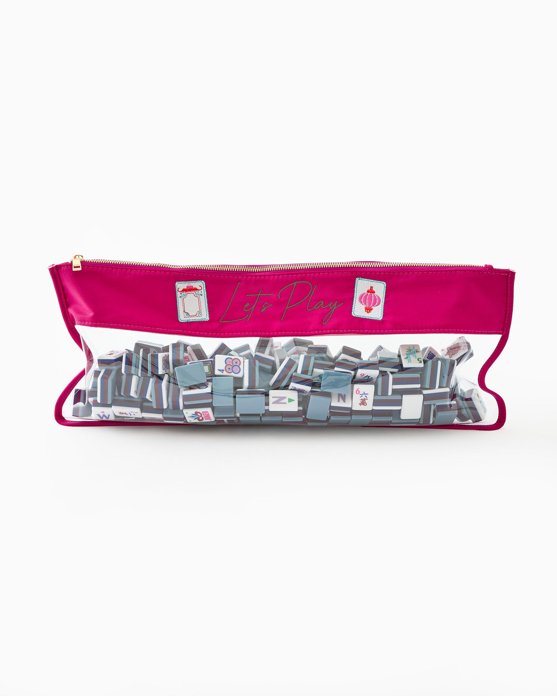 Magenta Stitched Let's Play Bag - Oh My Mahjong