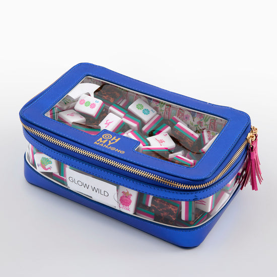 Metallic Blue Tile Storage Bag - Oh My Mahjong