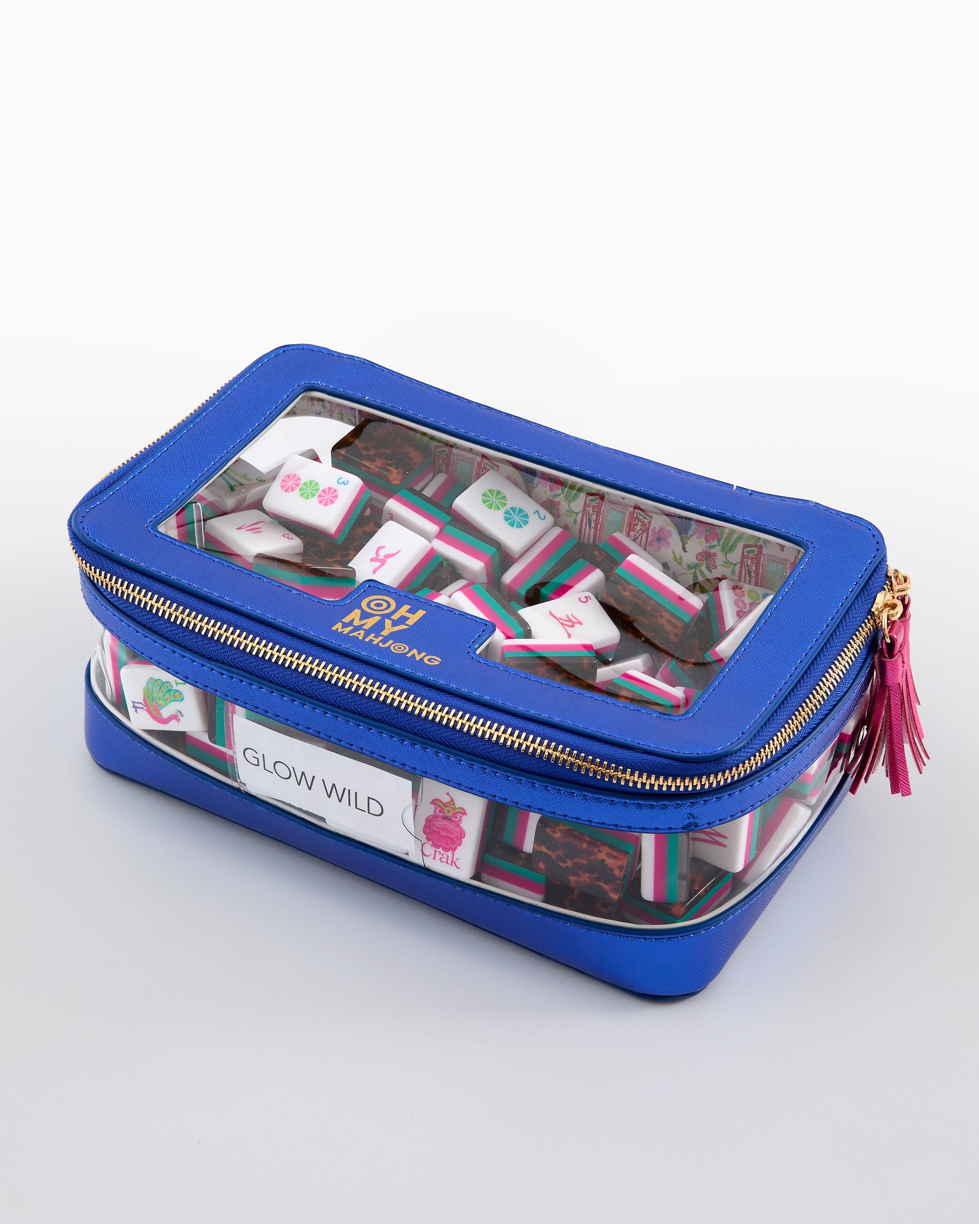 Metallic Blue Tile Storage Bag - Oh My Mahjong