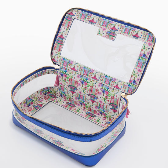 Metallic Blue Tile Storage Bag - Oh My Mahjong