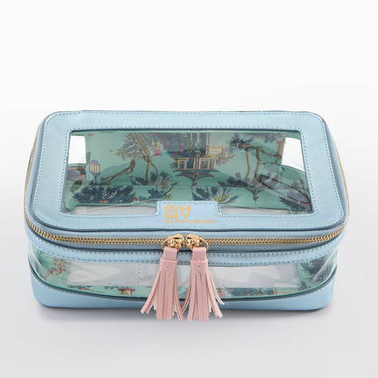 Metallic Light Blue Tile Storage Bag - Oh My Mahjong