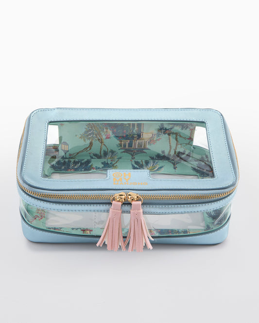 Metallic Light Blue Tile Storage Bag - Oh My Mahjong