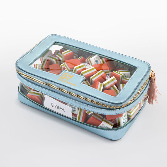 Metallic Light Blue Tile Storage Bag - Oh My Mahjong