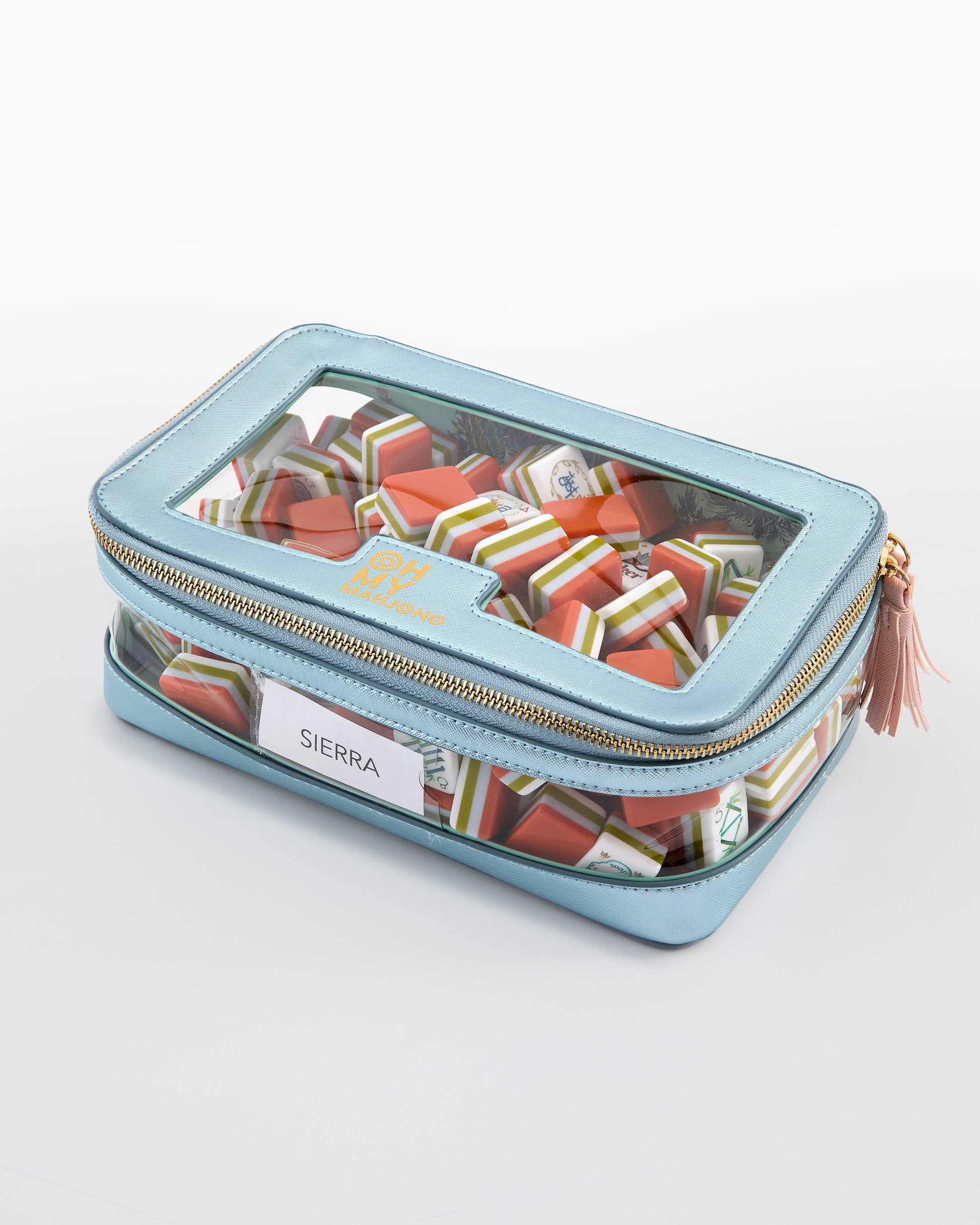 Metallic Light Blue Tile Storage Bag - Oh My Mahjong