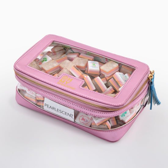 Metallic Light Pink Tile Storage Bag - Oh My Mahjong