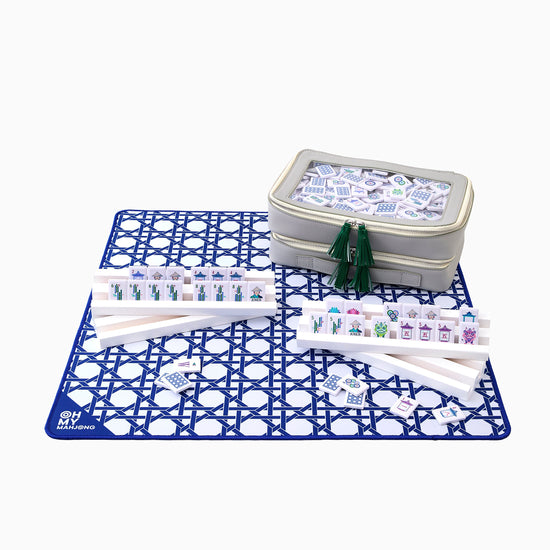 Mini Blue Cane Mat - Oh My Mahjong