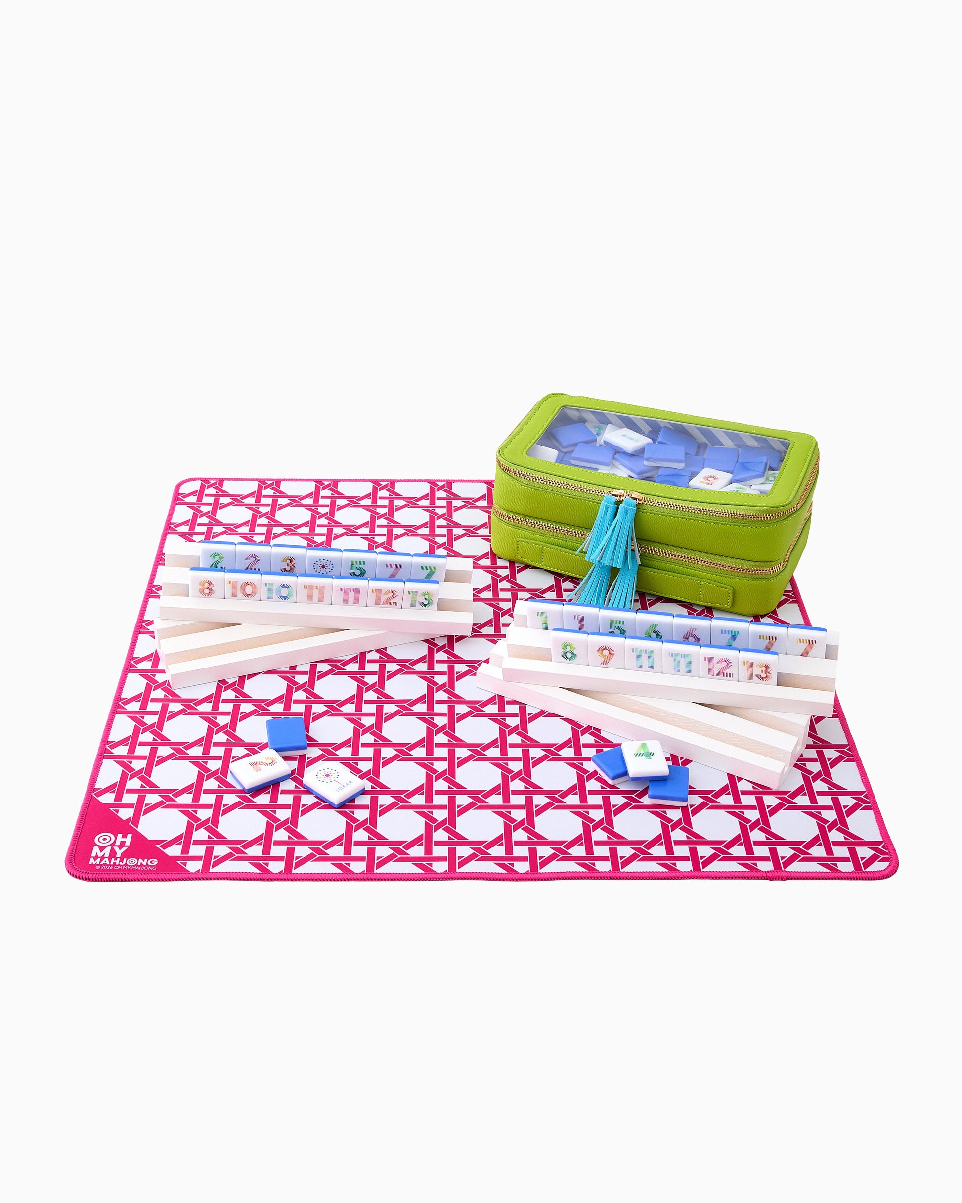 Mini Pink Cane Mat - Oh My Mahjong