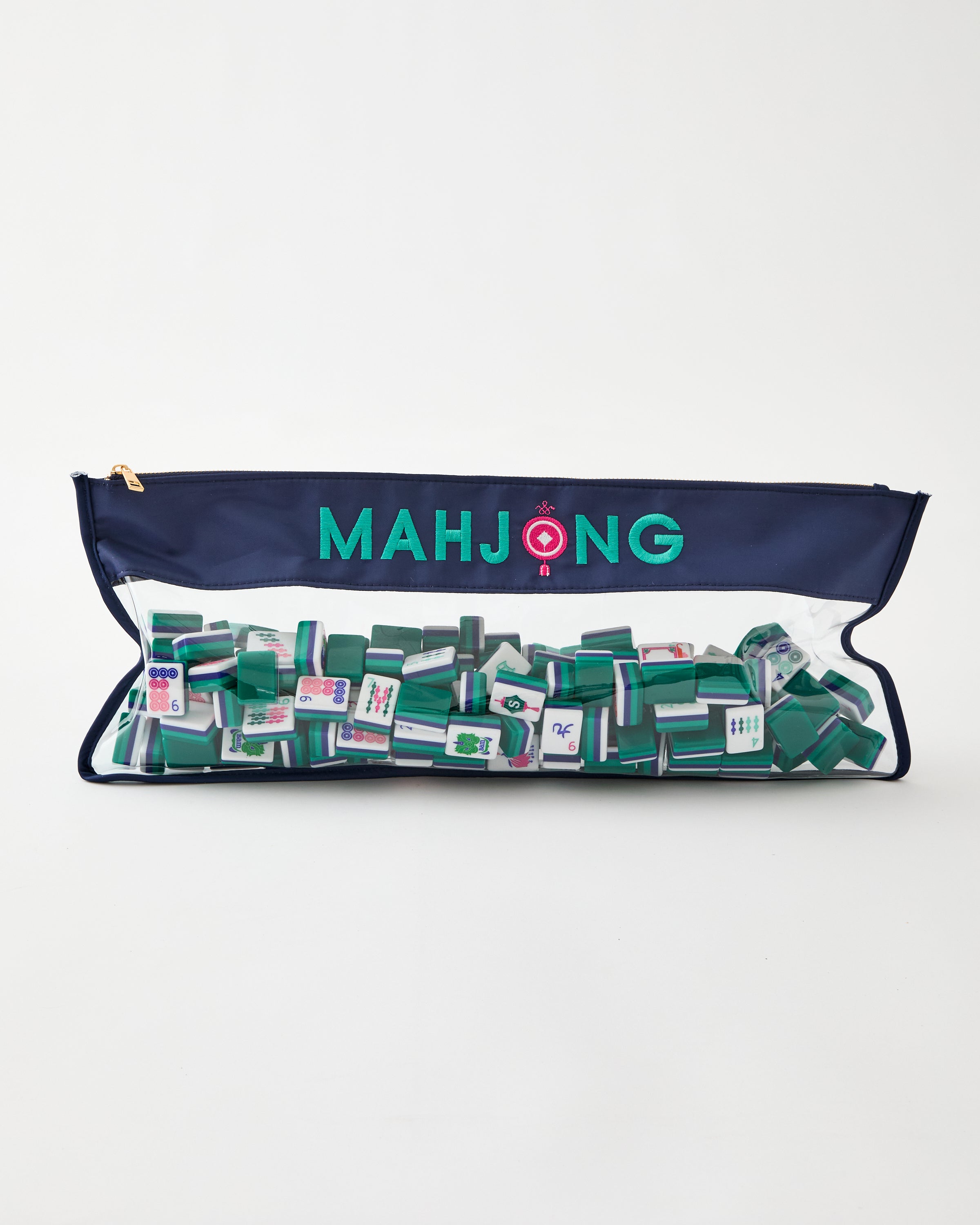 Navy Stitched Mahjong Bag - Oh My Mahjong