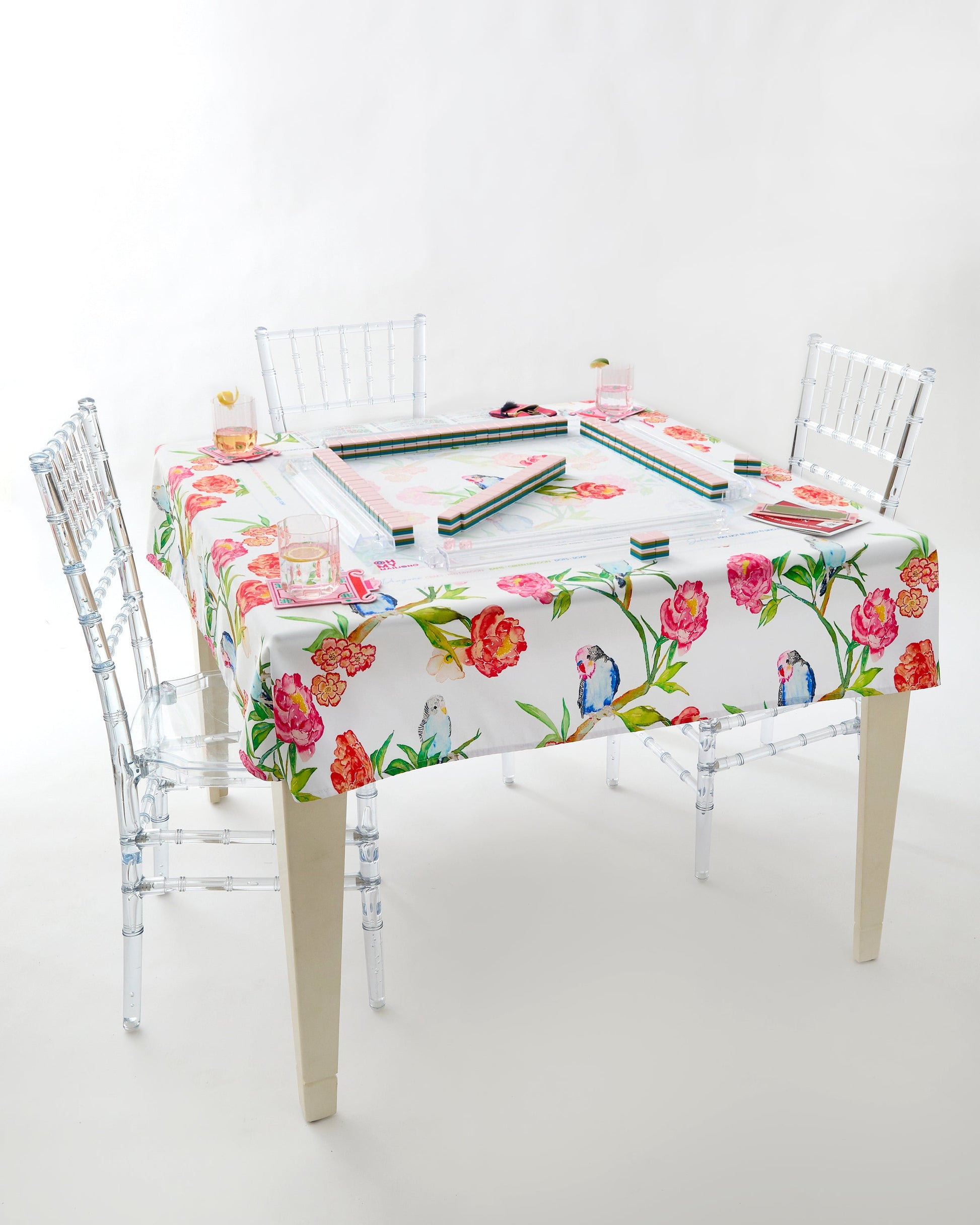 Parakeet Perch Instructional Mahjong Tablecloth - Oh My Mahjong