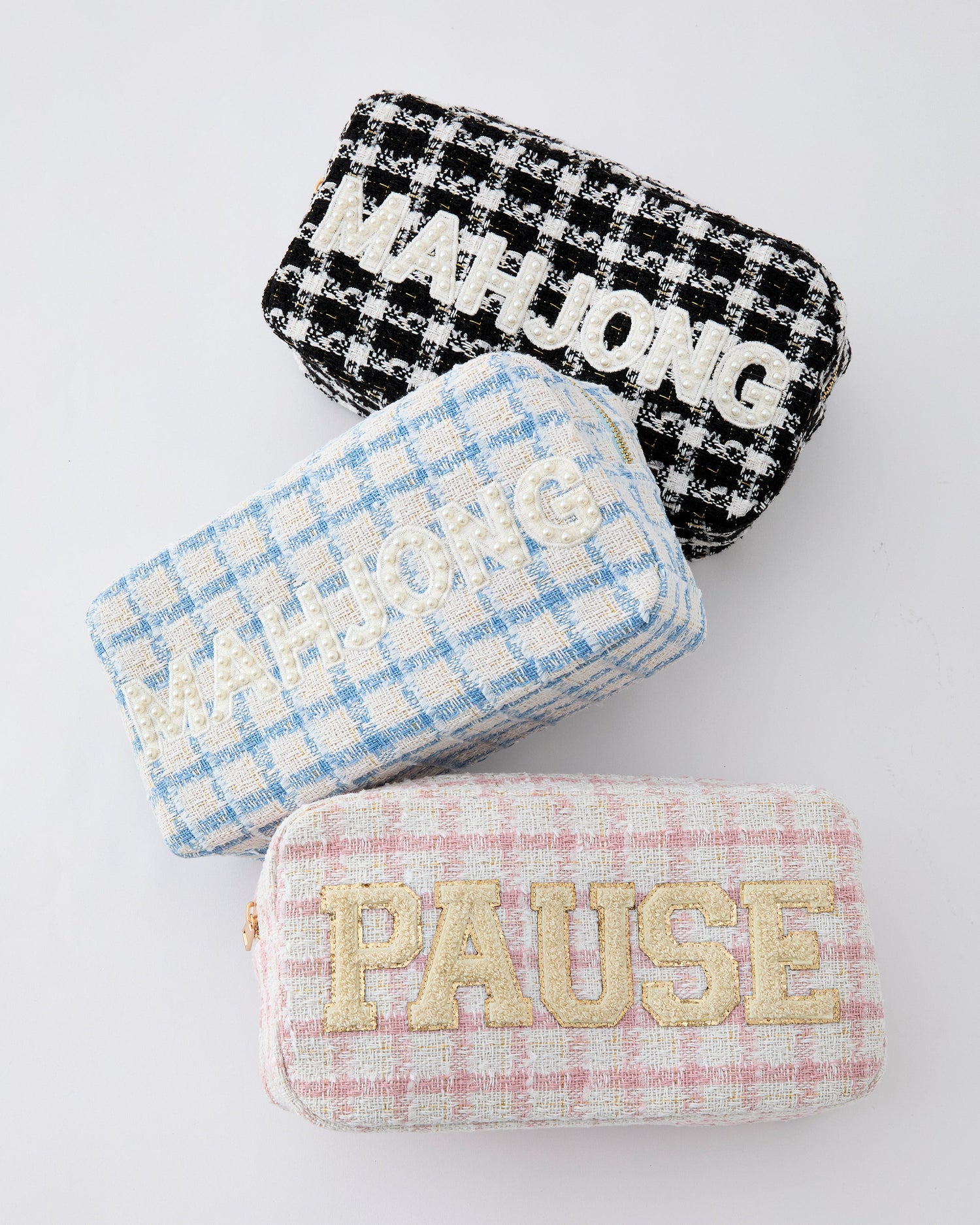 Pink Pause Tweed Pouch - Oh My Mahjong