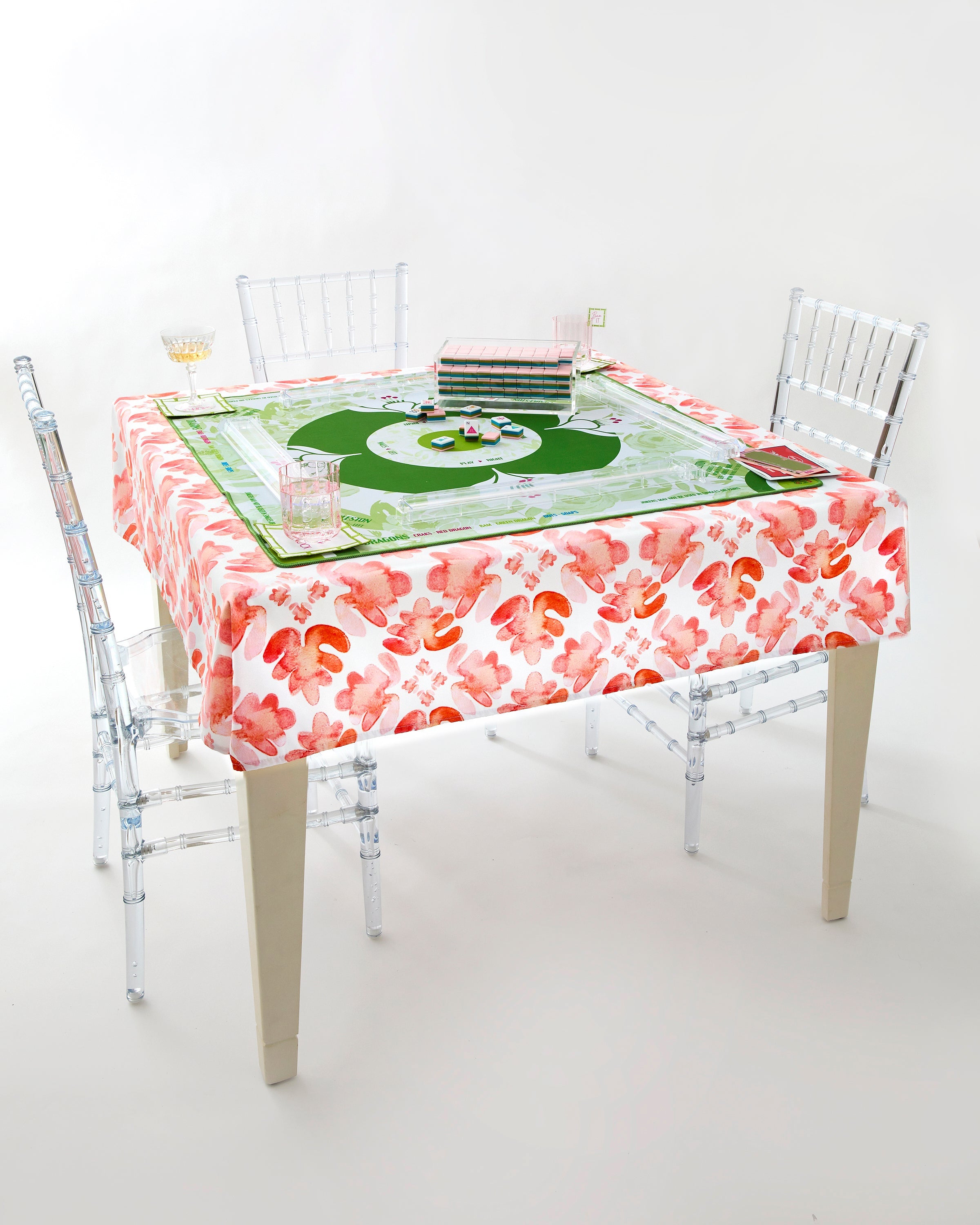 Pop of Poppy Instructional Mahjong Tablecloth - Oh My Mahjong