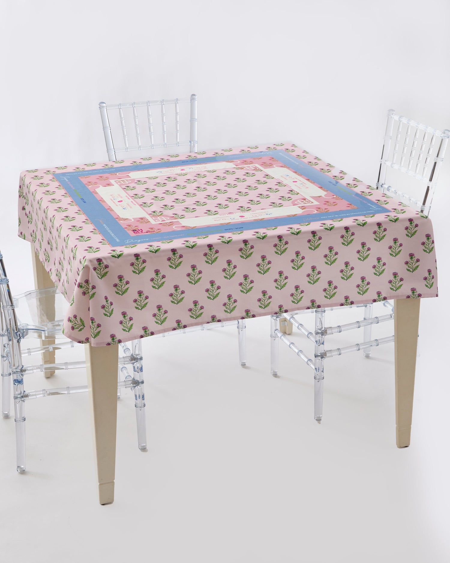 Purple Thistle Instructional Mahjong Tablecloth- OMM x Catherine Cartie - Oh My Mahjong