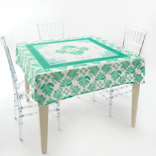 Sage Fresco Instructional Green Tablecloth-OMM x Brooke Wright - Oh My Mahjong