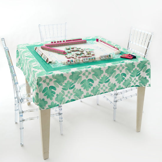 Sage Fresco Instructional Green Tablecloth-OMM x Brooke Wright - Oh My Mahjong