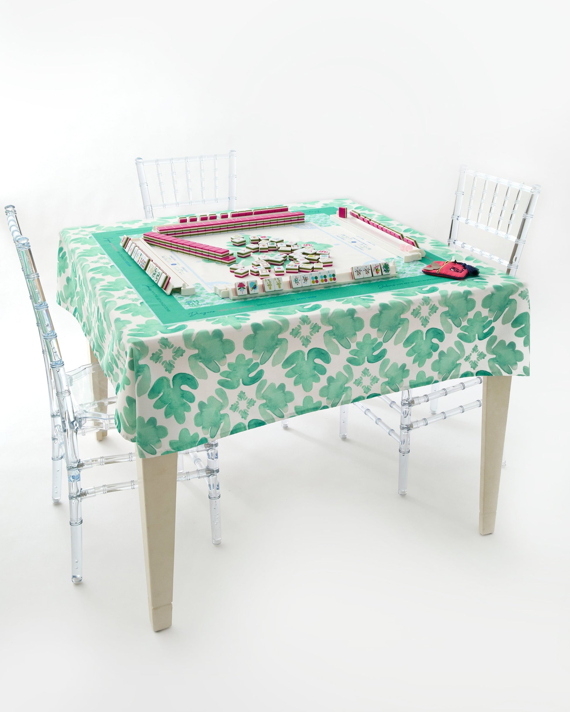 Sage Fresco Instructional Green Tablecloth-OMM x Brooke Wright - Oh My Mahjong