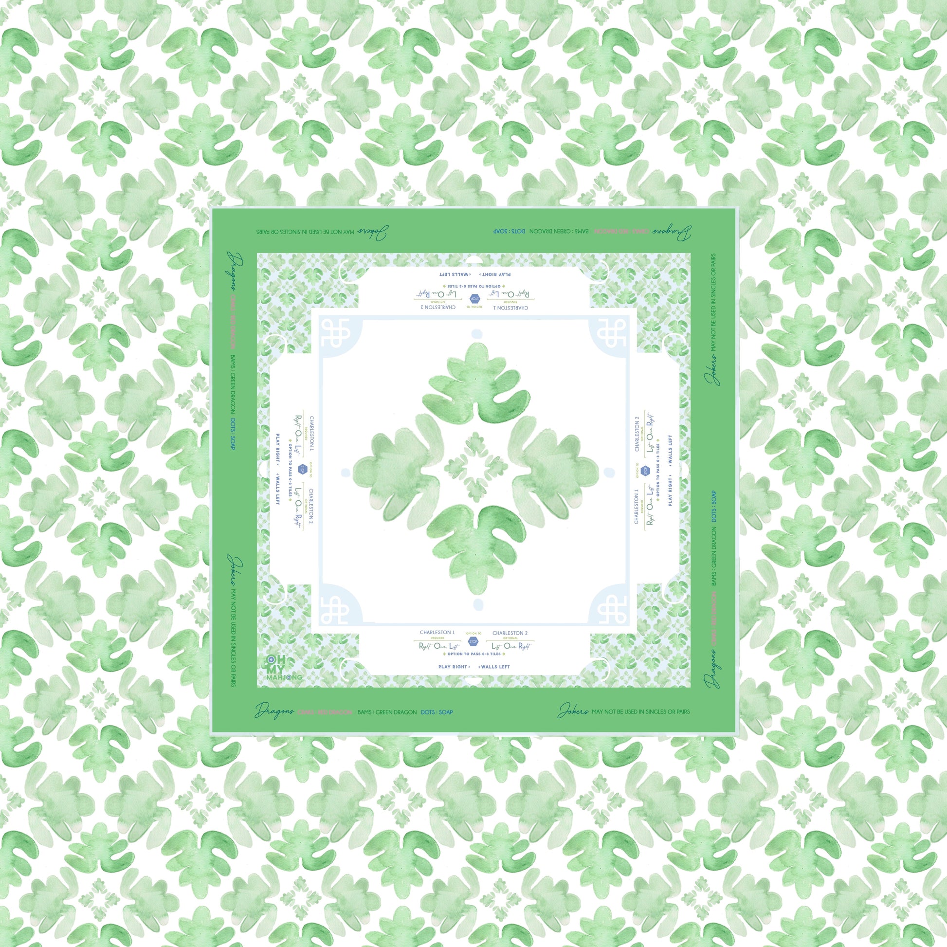 Sage Fresco Instructional Green Tablecloth-OMM x Brooke Wright - Oh My Mahjong