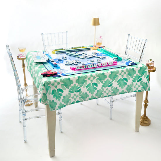 Sage Fresco Instructional Green Tablecloth-OMM x Brooke Wright - Oh My Mahjong