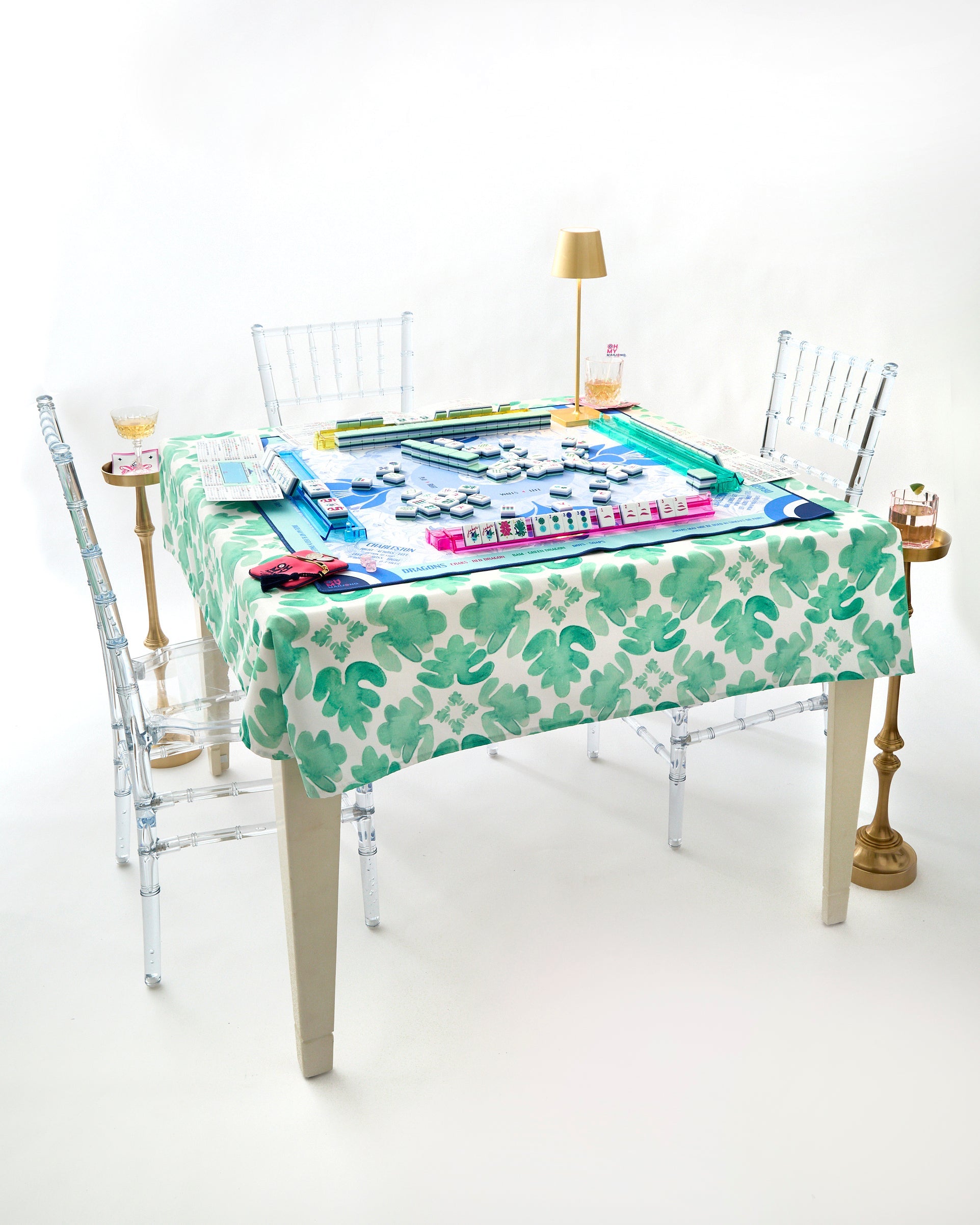 Sage Fresco Instructional Green Tablecloth-OMM x Brooke Wright - Oh My Mahjong