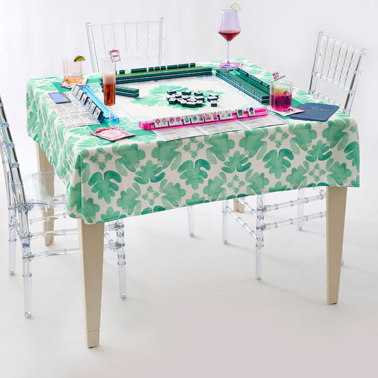 Sage Fresco Instructional Green Tablecloth-OMM x Brooke Wright - Oh My Mahjong