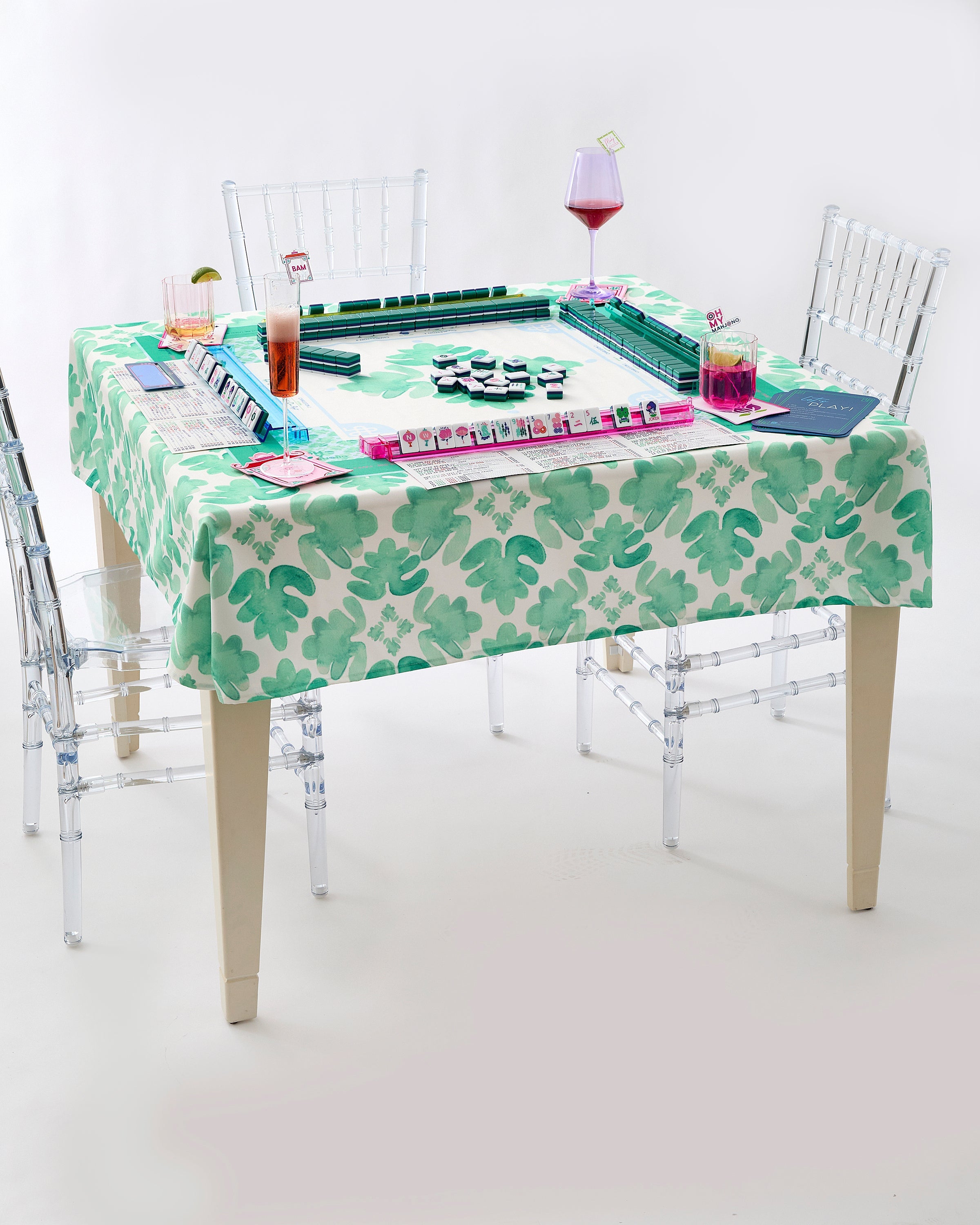 Sage Fresco Instructional Green Tablecloth-OMM x Brooke Wright - Oh My Mahjong