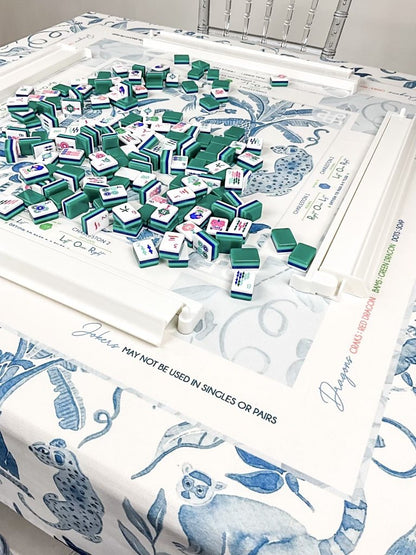 Blue Instructional Mahjong Tablecloth - Oh My Mahjong