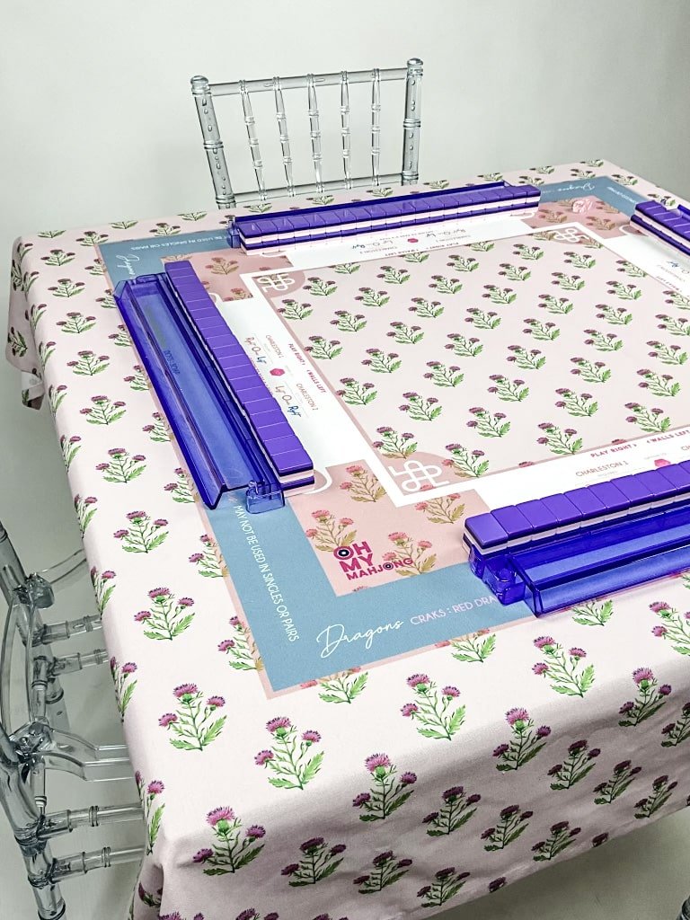 Pink Instructional Mahjong Tablecloth - Oh My Mahjong