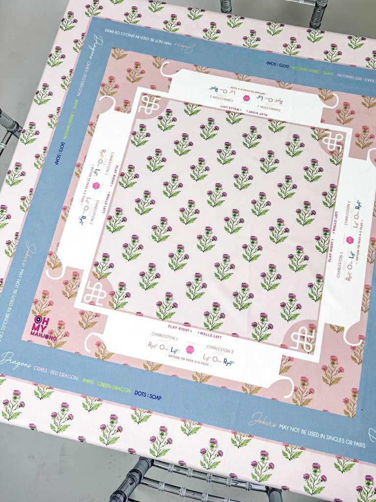 Pink Instructional Mahjong Tablecloth - Oh My Mahjong